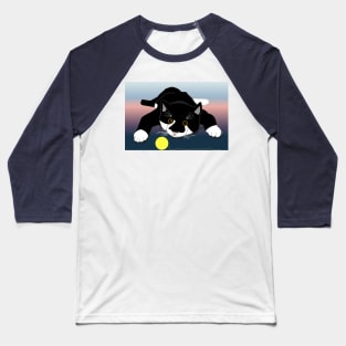 Cute Tuxedo cat chasing a ball  Copyright TeAnne Baseball T-Shirt